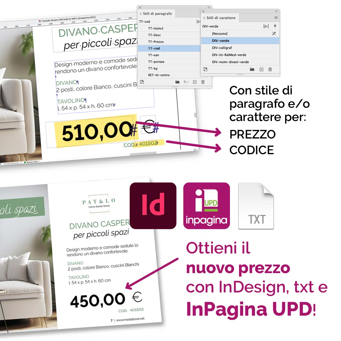 InPagina XLS - impaginazione automatica con InDesign e dati excel txt csv