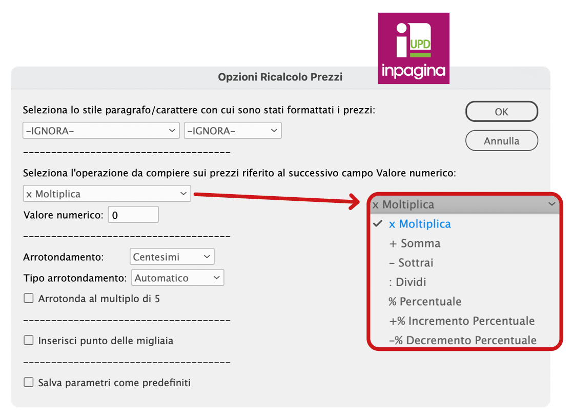 InPagina UPD, l'aiuto per ricalcolare i prezzi su impaginati InDesign